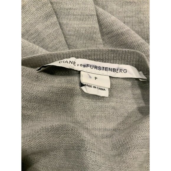 Diane Von Furstenberg Gray & Silver Sequin "Paryse" 100% Wool Sweater, Size P - Picture 9 of 11